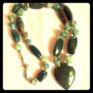 Vintage Jade heart necklace. Stunning heart item!